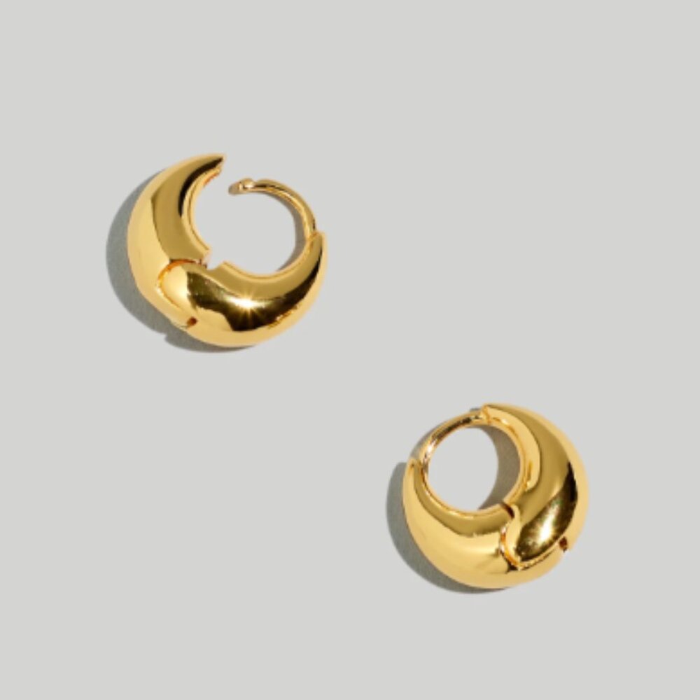 NEW Madewell Puffy Hoop Earrings - Polished Gold